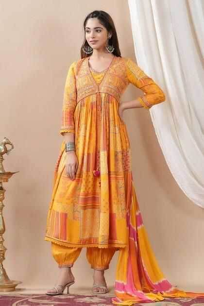 Maslin Silk Gown With Dupatta - MYLUXURY LANE ENTERPRISE